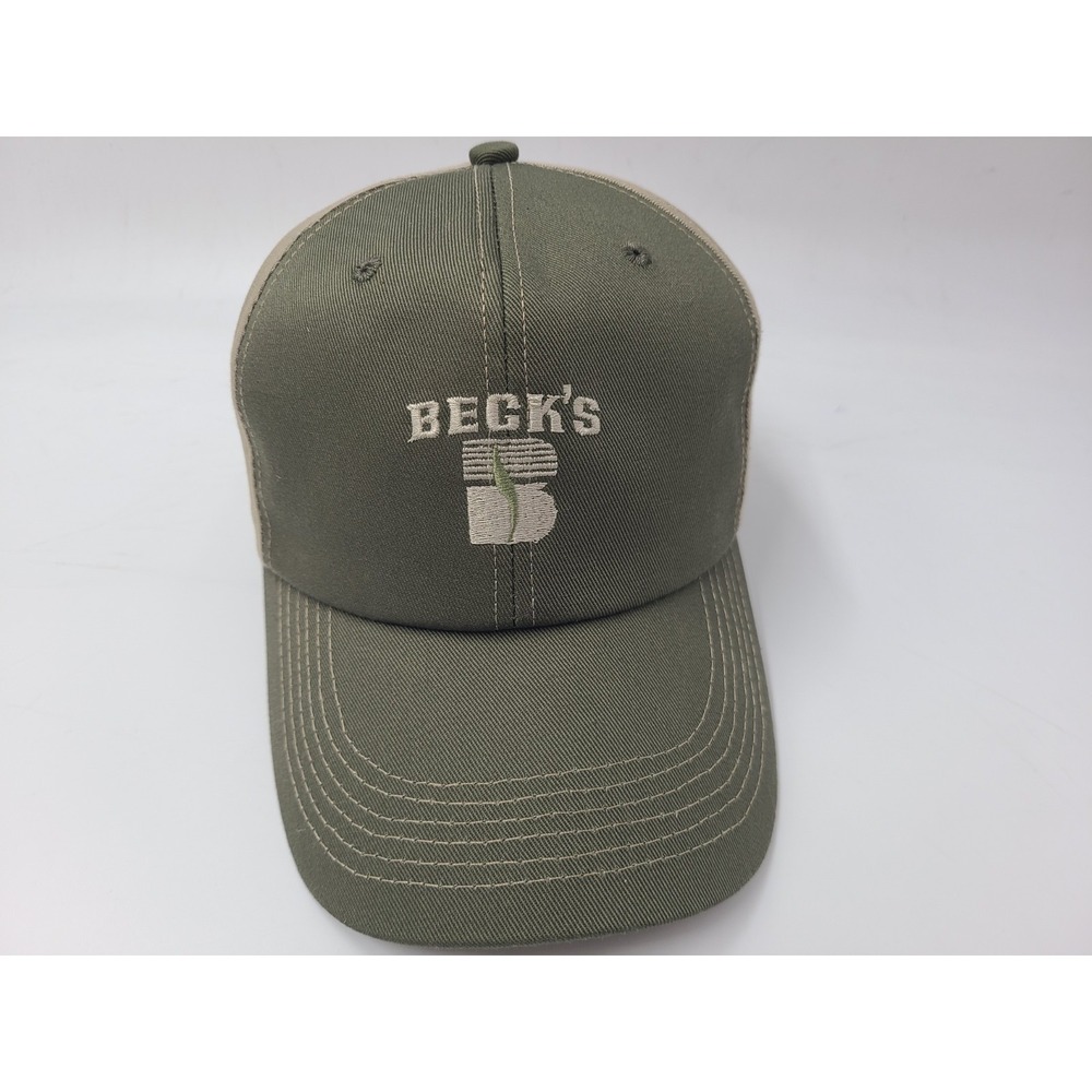 Becks Hybrids Corn Seed Legend Snapback Hat Cap Farm Dad Men Women Green Beige